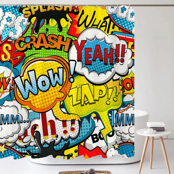 Cartoon Personality Shower Curtain Funny Explosion Printing Fabric Waterproof Polyester Bathroom Curtains Decoration with