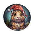 thumbnail image 1 of Cartoon Pet Guinea Pig Wear Red Santa Hat Heavy Duty Spare Tire Cover Adorable Animal Watercolor Guinea Pig Pet Waterproof Sun Protection for Fit for SUV Truck Travel Trailer 15inch, 1 of 8