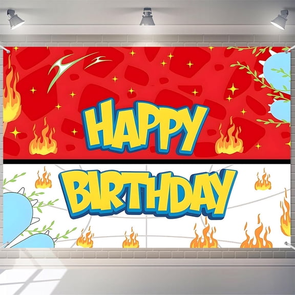 Cartoon Pets 7X5FT Birthday Backdrop for Kids Birthday Party Supplies Red and White Photography Photo Banner Cute Anime Party Decorations