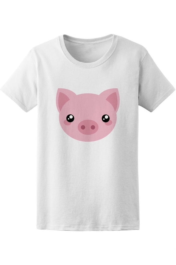 Cartoon Pig Face Emoticon T-Shirt Women -Image by Shutterstock, Female x-Large