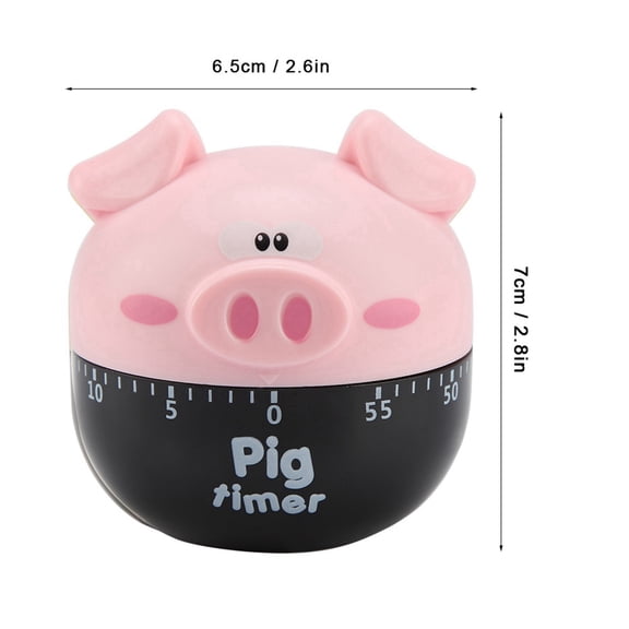 Cartoon Pig Kitchen Timer Mechanical Timers Counters for Cooking Timing Tool Pink and Black