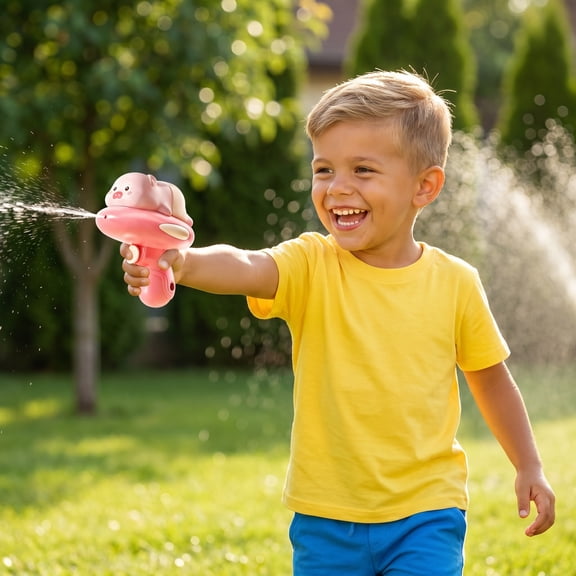 Cartoon Pig Panda Water Gun Toy for Outdoor Play, Safe Plastic Summer Splash Toy for Pool Beach, Easy Fill Fun Sprayer