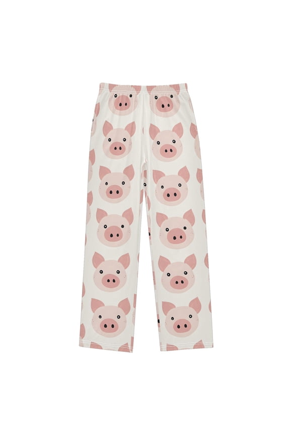 Cartoon Pig Pattern Pajama Pants Soft Lightweight Lounge Pants Bottoms Sleep Pants Warm Comfy