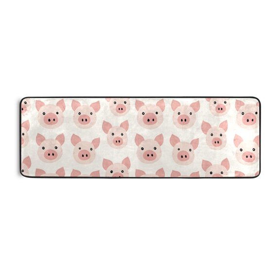 Cartoon Pig Pattern Runner Rug 24x72 Inch Cushioned Non Slip Soft Absorbent Floor Mat