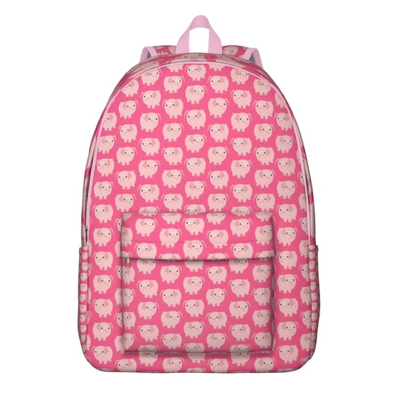 Cartoon Pig Print Backpack – Cute Farm Animal Pattern Daypack with Artistic and Abstract Floral Design