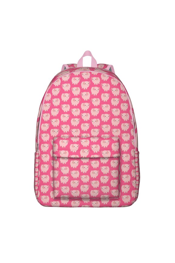 Cartoon Pig Print Backpack – Cute Farm Animal Pattern Daypack with Artistic and Abstract Floral Design