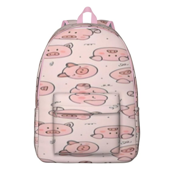 Cartoon Pig Print Backpack – Cute Farm Animal Pattern Daypack with Artistic and Abstract Floral Design