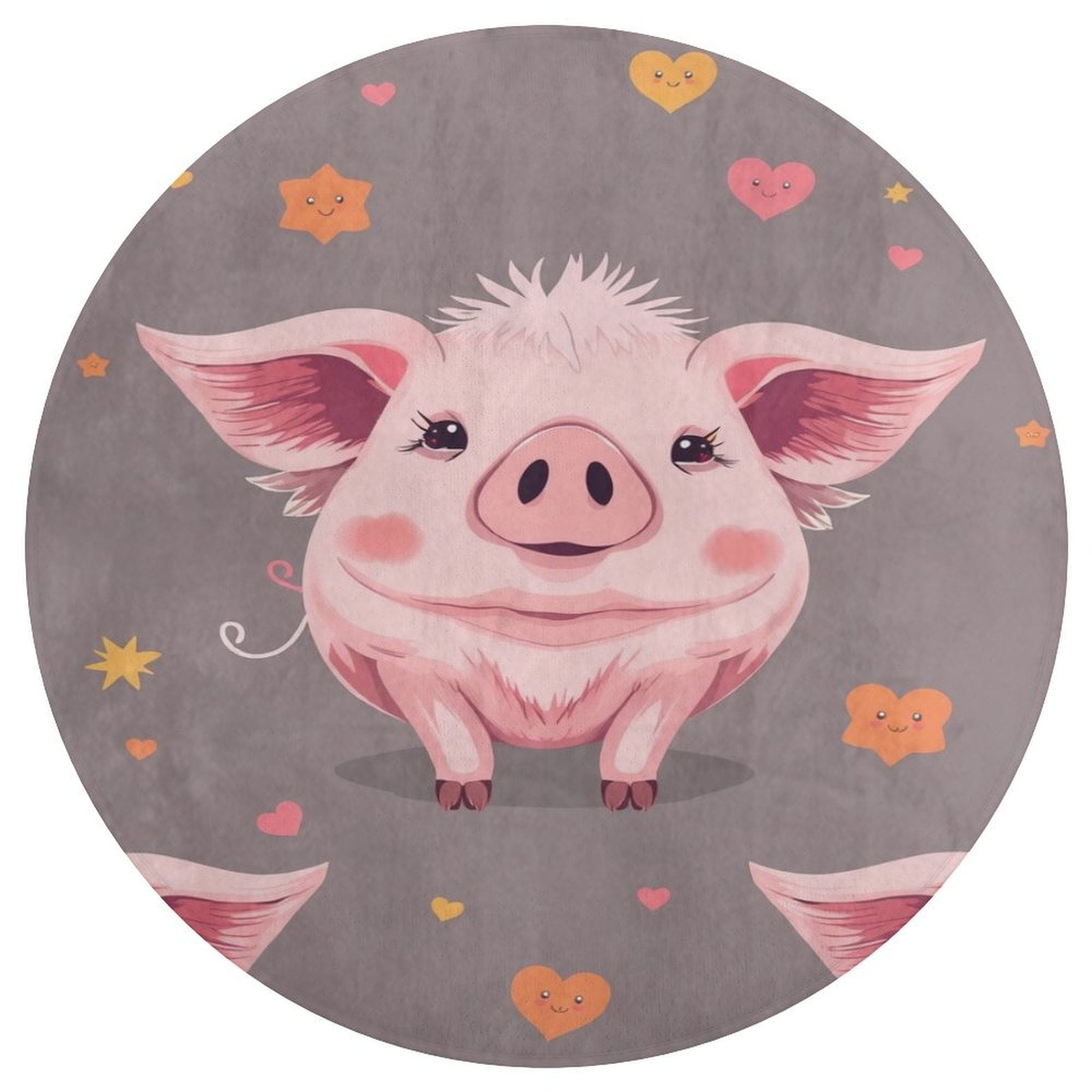 Cartoon Pig Round Area Rug Soft Sofa Nursery Carpet Floor Mat Non Slip ...