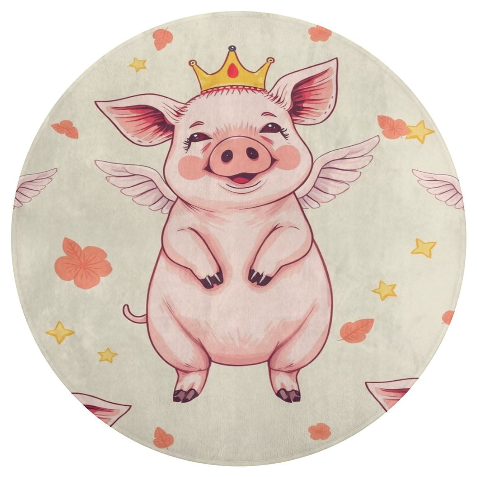 Cartoon Pig Round Area Rug Soft Sofa Nursery Carpet Floor Mat Non Slip ...