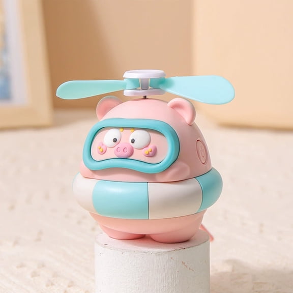 Cartoon Piggy-Shaped Handheld Fan, Cute Rotating Propeller Mini Fan, USB Rechargeable Personal Cooling Fan, Compact & Lightweight, Portable Fan for Outdoor, Travel, Camping and Daily Use