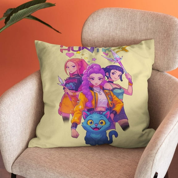 Cartoon Pillow Covers Throw Pillowcases Square Cushion Case Covers hunter Home Decor for Couch Sofa Bedroom kpop Car Office 18" x 18"