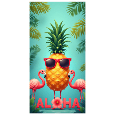 Cartoon Pineapple Banner Tropical Decoration Flamingo Backdrop Beach Party Photo Prop for Summer Event Vacation Luau