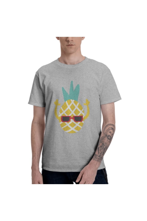 Cartoon Pineapple Men's T-Shirt Cotton 100% Summer Tops Fashion Casual Cartoon Pineapple Short Sleeves for Men Women Round Collar Top Tees