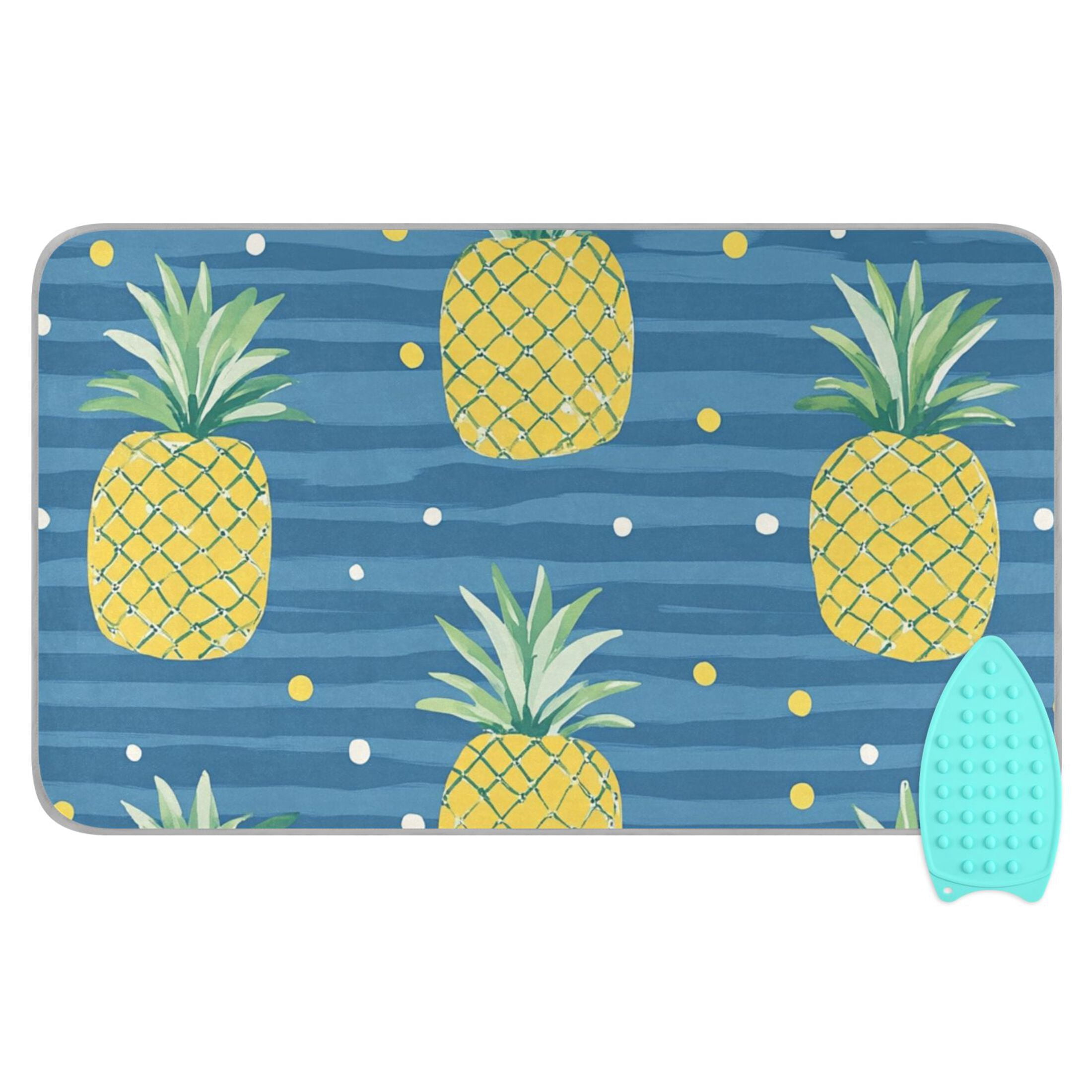 Cartoon Pineapple Polka Dots Stripes Ironing Mat Blanket Portable Travel Ironing Pad Heat Resistant Pad 47.2" x 27.6”