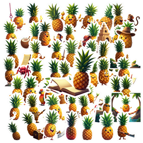 Cartoon Pineapple Theme Stickers, Waterproof Pineapple Theme Sticker for Water Bottle Laptop Phone Cases Planner Skateboard Luggage Helmet Party Favor Decor, Ideal for Adults Teens Teacher Rewards
