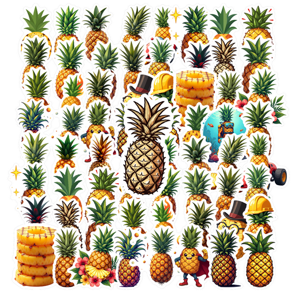 Cartoon Pineapple Theme Stickers, Waterproof Pineapple Theme Sticker for Water Bottle Laptop Phone Cases Planner Skateboard Luggage Helmet Party Favor Decor, Ideal for Adults Teens Teacher Rewards