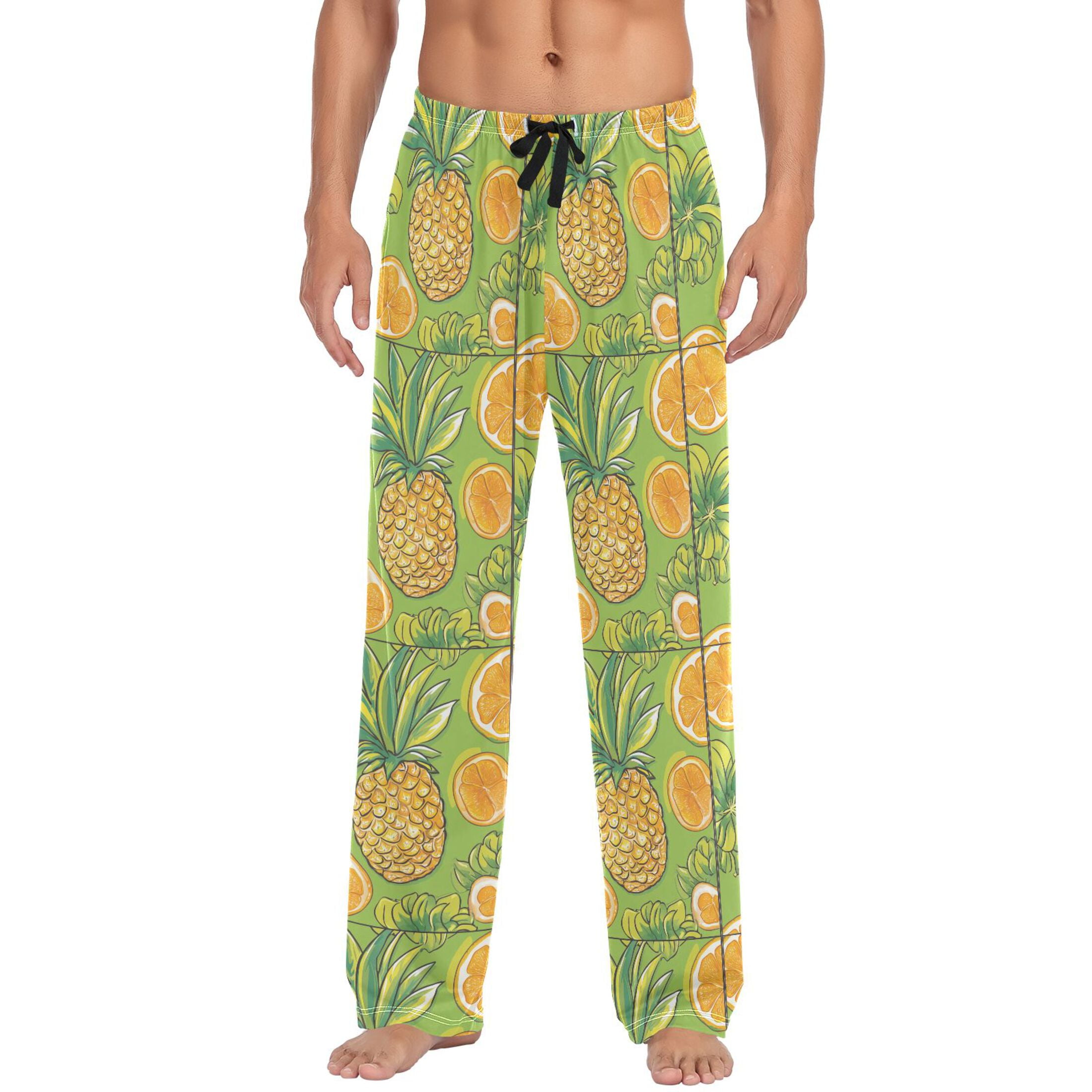 Cartoon Pineapple and Orange Mens Pajama Pant Sleep and Lounge Bottons ...