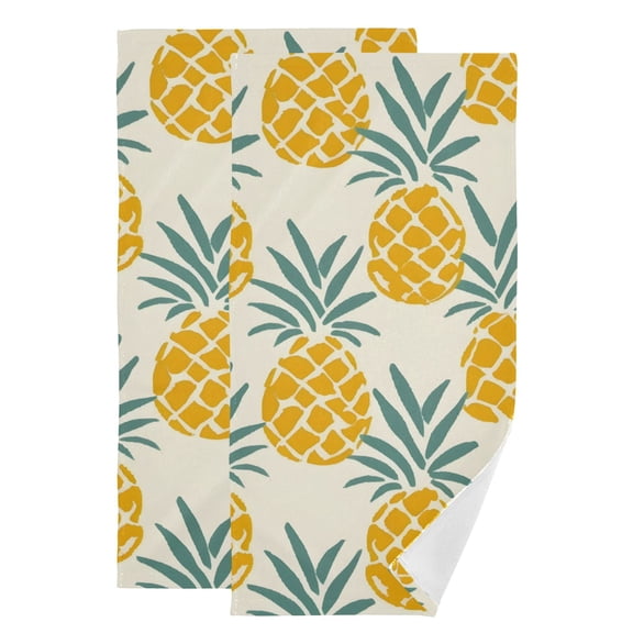 Cartoon Pineapples Hand Towel Absorbent Bath Towels for Bathroom Sports Gym 28" x 14" Set of 2