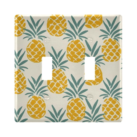 Cartoon Pineapples Light Switch Cover Electrical Outlet Cover Replaceable Wall Plates 2-Gang