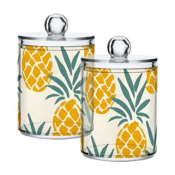 Cartoon Pineapples Translucent Plastic Cans Storage Canisters with Lid Set of 2