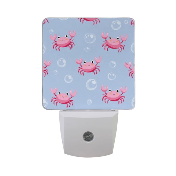 Cartoon Pink Crabs Bubbles LED Night Light with Smart Sensor Plug Into Wall Dusk to Dawn 2 packs