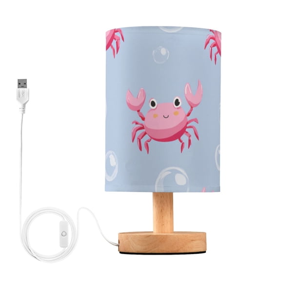 Cartoon Pink Crabs Bubbles Table Lamp with USB Port LED Warm Light Lamp Night Light Home Decor