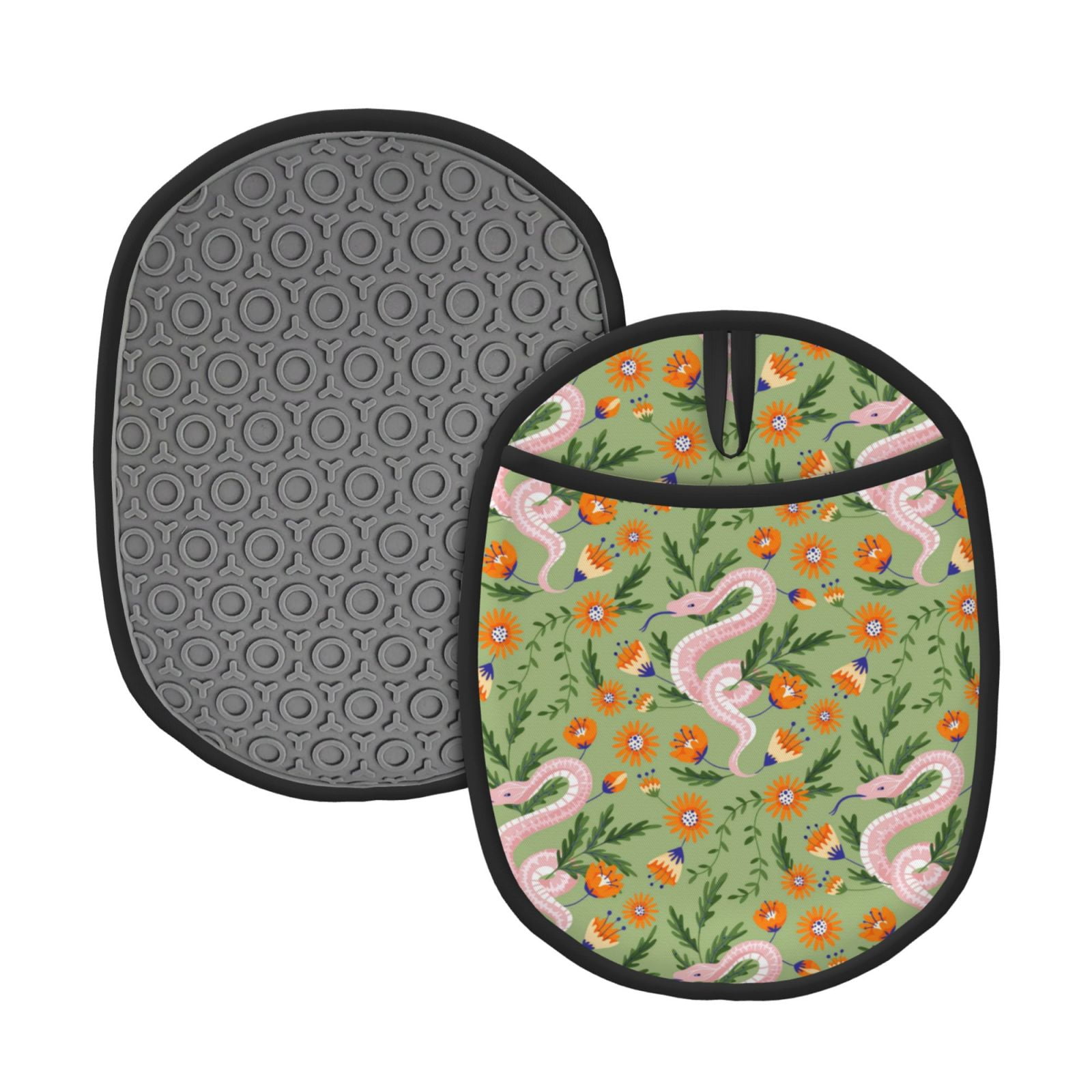 1 PCS Pot Holders For Kitchen - Heat Resistant Silicone Pot Holders Kitchen Heat Resistant Silicone Hanging Loop Lavender Flowers Bird Purple Non Slip Oven Hot Pads Potholders Decor Baking Cooking