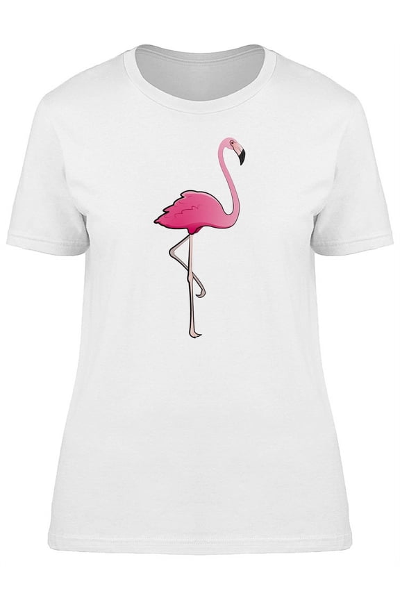Cartoon Pink Flamingo T-Shirt Women -Image by Shutterstock, Female Medium