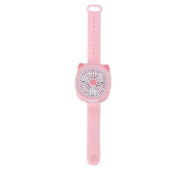 Cartoon Pink Pig Watch Fan USB Charging Plastic Wrist Fan Wearable Mini Personal Handheld Fan for Kids Indoor Outdoor 10 Inches / 25.4 cm
