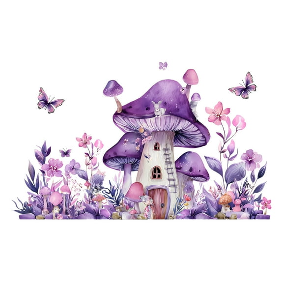 Cartoon Pink Purple Decals 14.17"x26.38" Wall Stickers Removable Vinyl Peel and Stick for Living Room Kids Bedroom Background Wall Art Decor