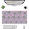 thumbnail image 1 of Cartoon Pink Tulip Pattern Mouse Pad,Desk Mat,Game Mat,Makeup Table Mat,Varied Use Mat for Office/Home/Study Girls Women(31.5''''X15.7'''',Purple&Pink Tulip), 1 of 1