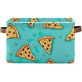 thumbnail image 1 of Cartoon Pizza Storage Basket with Handles Collapsible Storage Bins Canvas Fabric Storage Organizer for Shelves Closet Bedroom Living Room 1Pack Decor Gifts, 1 of 7