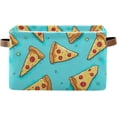 thumbnail image 1 of Cartoon Pizza Storage Basket with Handles Collapsible Storage Bins Canvas Fabric Storage Organizer for Shelves Closet Bedroom Living Room 1Pack Decor Gifts, 1 of 7