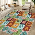 thumbnail image 1 of Cartoon Plaid Rug, Washable Modern Art Rugs, Soft Flowers Heart Rainbow Rug Non-Slip Indoor Floor Carpet, Non Shedding Low-Pile Rugs For Entryway Bedroom Living Room Kitchen 1x2ft, 1 of 6