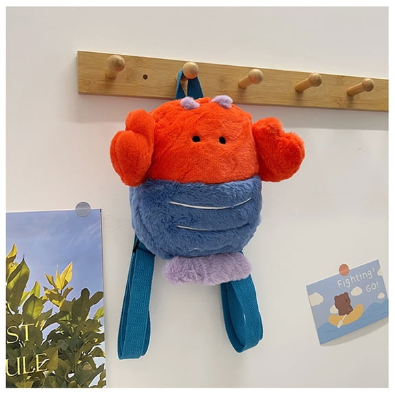 Cartoon Plush Backpack, Cute & Soft Stuffed Animal Sea Creature Mini Bag with Adjustable Straps, Ideal for Preschool, Travel and Birthday Gifts(Crayfish)