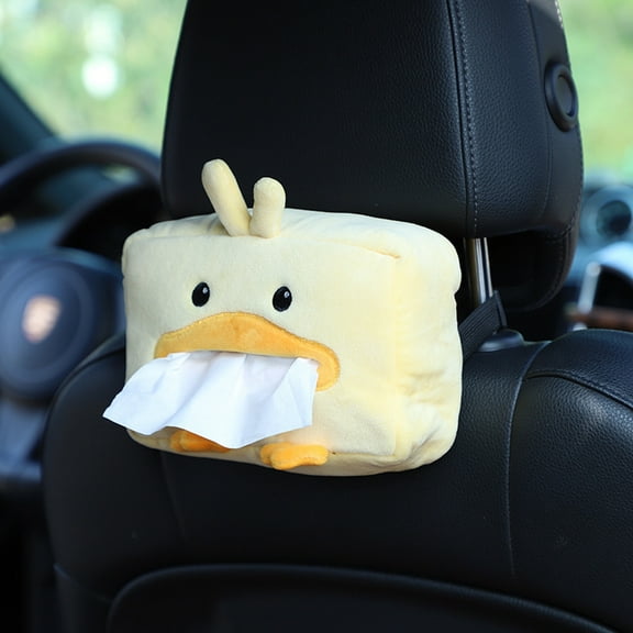 Cartoon Plush Car Tissue Holder Colorful / Vibrant Design Short Plush Tissue Box Bracket For Auto Armrest Box Car Seat Back Home Car Decorations