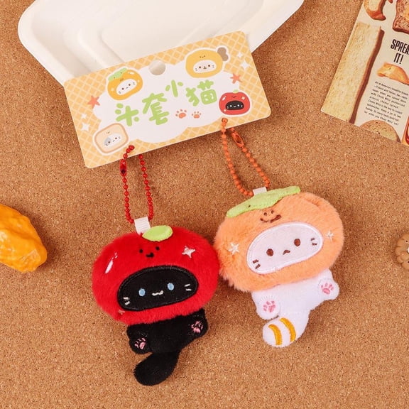 Cartoon Plush Hood Cat Pendant Cute Kitten Doll Keychain Bag Charm Couple's Pendants Girl Bag Decoration Trinket