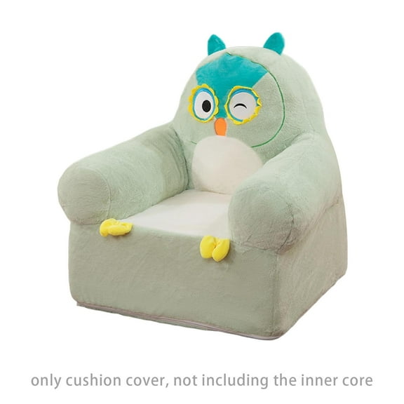 Cartoon Plush Kids Sofa Cover, Removable & Washable Velvet Slipcover for Toddler Armchair, Cute Animal Design (Deer/Elephant/Owl)