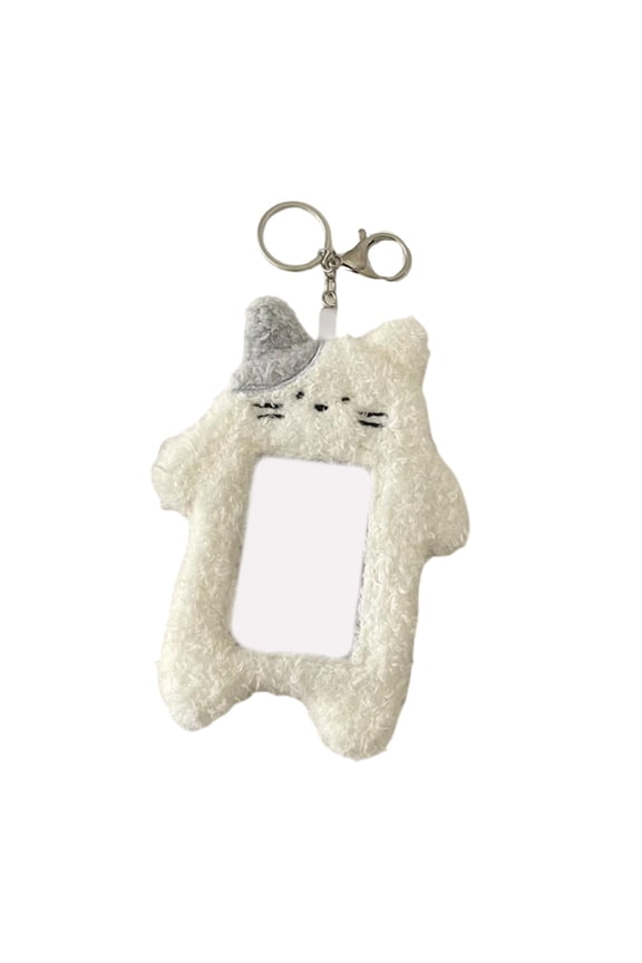 Cartoon Plush Photo Card Holder Card Sleeves Photocard Holder Keychain Bag Charm