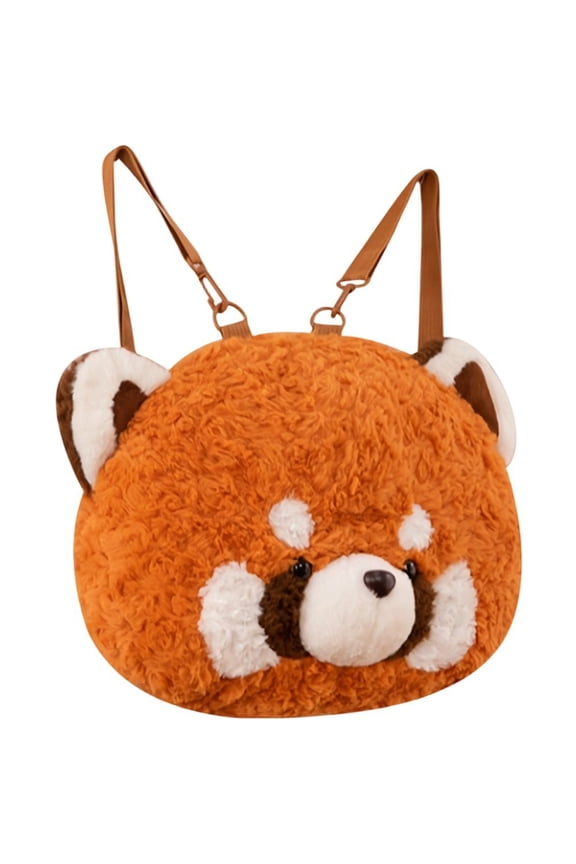 Cartoon Plush Raccoon Backpack Cute Red Panda Shoulder Bag Soft Plush Rucksack Lovely Animals Backpack Purse Messenger Bag for Adults