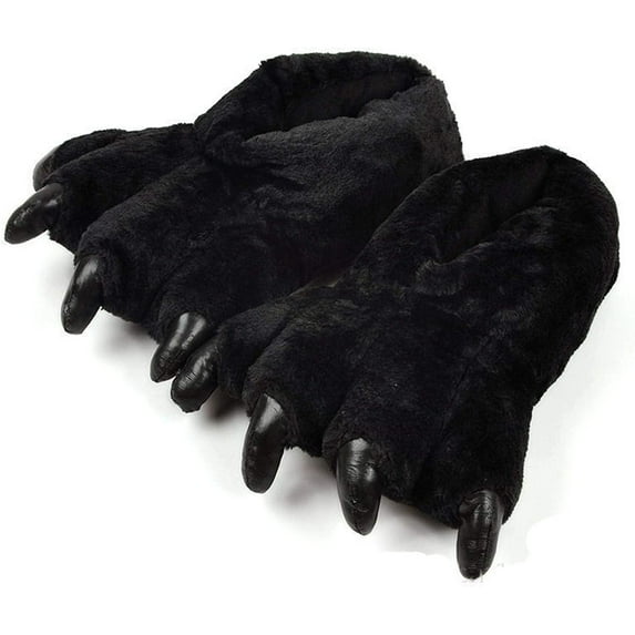 Cartoon Plush Slippers, Funny Bear Paw Slippers For Men Couple Bedroom house slippes Winter Furry House Shoes 7 MWD-40Yellowleopard