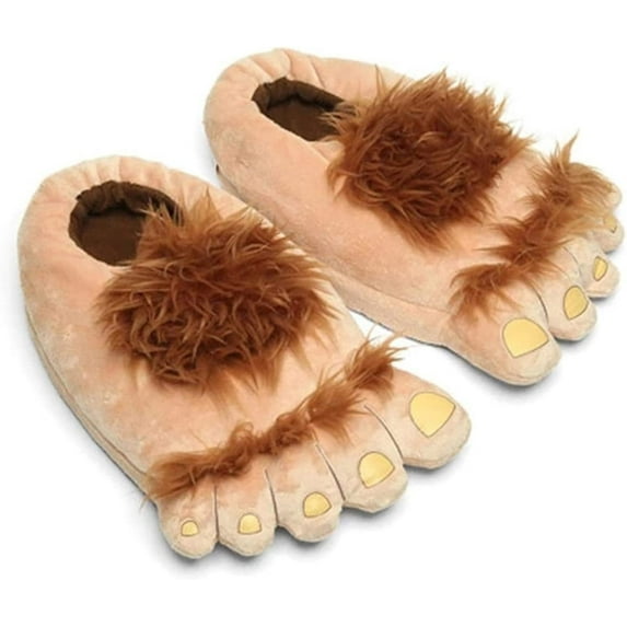Cartoon Plush Slippers, Funny Bear Paw Slippers For Men Couple Bedroom house slippes Winter Furry House Shoes 7 MWD-40Yellowleopard