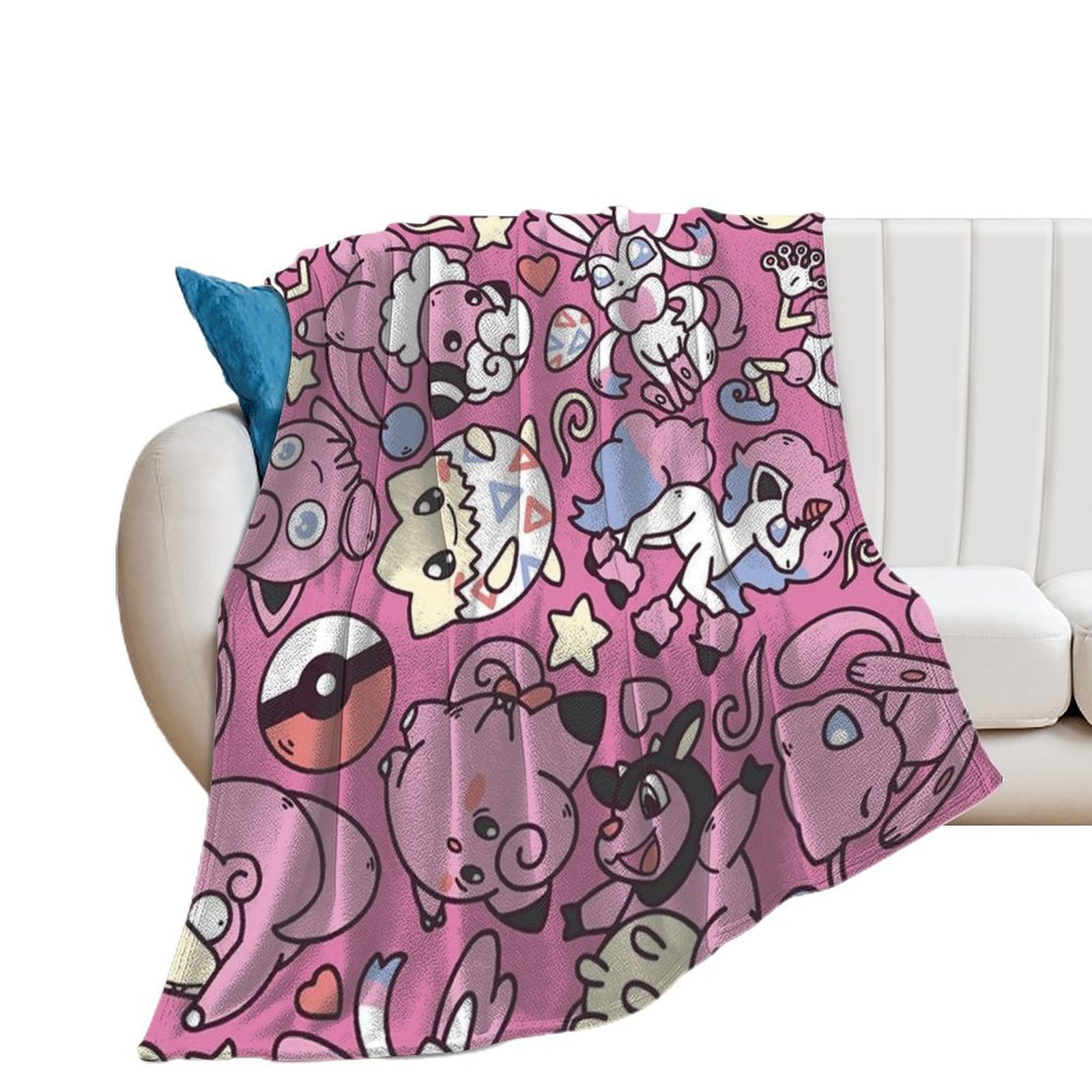 Cartoon Pokemon Blanket for Kids Flannel Throw Blanket Pokemon Merch