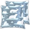 thumbnail image 1 of Cartoon Polar Bear and Glacier Patterns Throw Pillow Covers 18x18 Inch 2 Packs Decorative Square for Living Room Couch Bed Sofa, 1 of 6