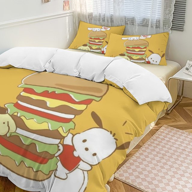 Cartoon Pompompurin Soft 3Piece Bedding Set (1 Duvet Cover + 2 Pillow