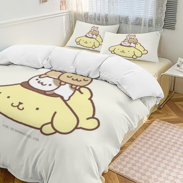 Cartoon Pompompurin Soft 3Piece Bedding Set (1 Duvet Cover + 2 Pillow
