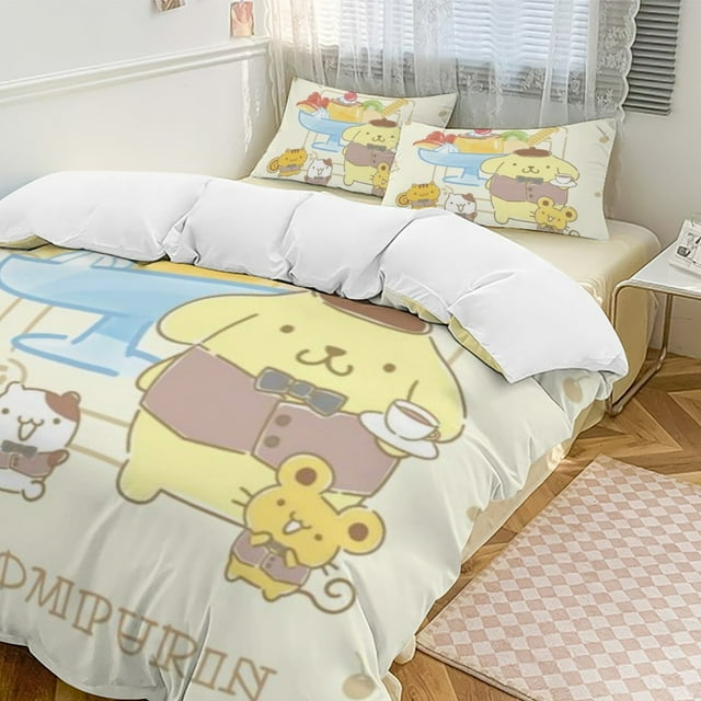 Cartoon Pompompurin Soft 3Piece Bedding Set (1 Duvet Cover + 2 Pillow