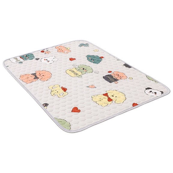 Cartoon Poodle Panda Rabbit Red Heart Printed Honeycomb Quilted Gel Self-Cool Pet Cooling Mat Non-Slip Waterproof Washable Foldable Summer Sleeping Pad(Grey-50x40cm)