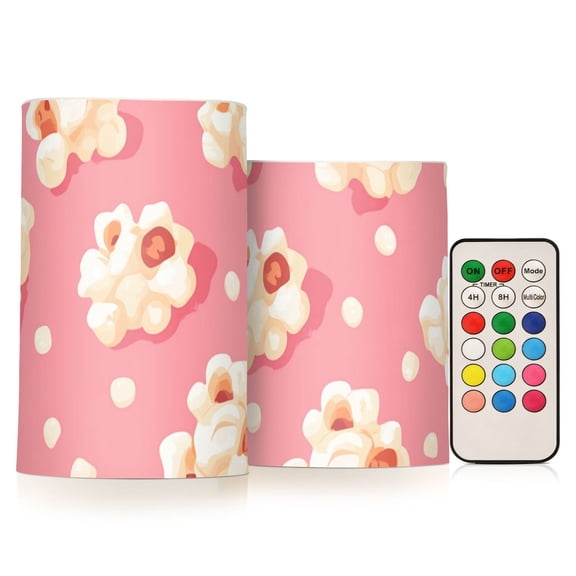 Cartoon Popcorns Flickering Flameless Candles LED Tealight Battery Operated with Remote Set of 2 Holiday Decor Ornaments