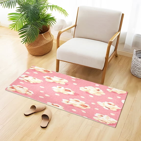Cartoon Popcorns Plush Carpet Non Slip Runner Rug Absorbent Bath Mat 39" x 20"